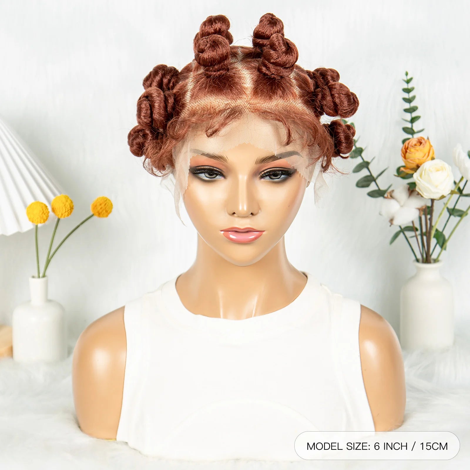 Full Lace Handmade Bantu Braided Wigs Synthetic Lace Frontal Short Cute Bantu Braided Lace Wig With Baby Hair for Black Women