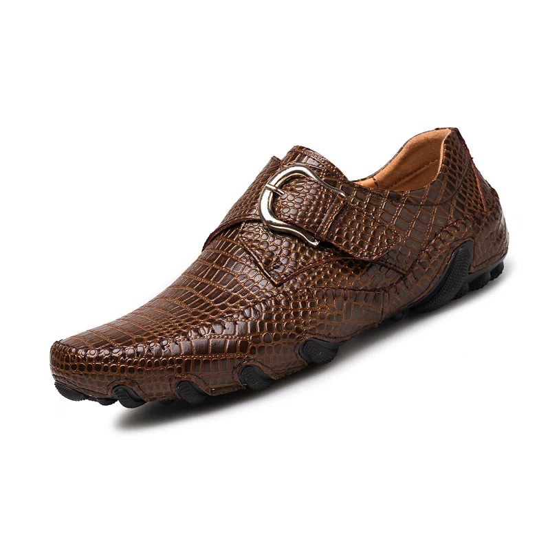 Crocodile Skin Loafer Shoes Men Genuine Leather Slip-on Moccasins Handmade Male Outdoor Casual Shoes Drive Walk Luxury Leisure