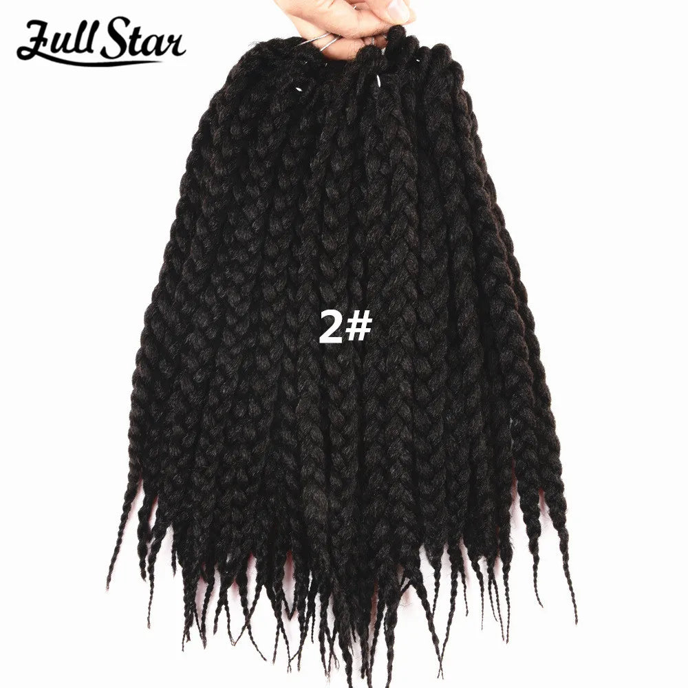 Full Star Box Braids Synthetic Hair 12" 18" 22" Crochet Braids Style Black Burgundy Brown for Africa America Women Crochet Hair