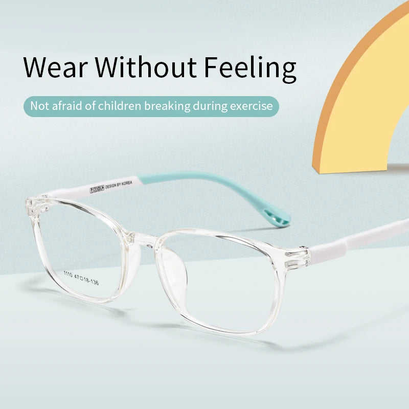 Xbora TR90 Frames for Boys and Girls, Myopia Prescription Glasses, Flexible Frames, Vintage, Square Optical Eyeglasses Kids 1110