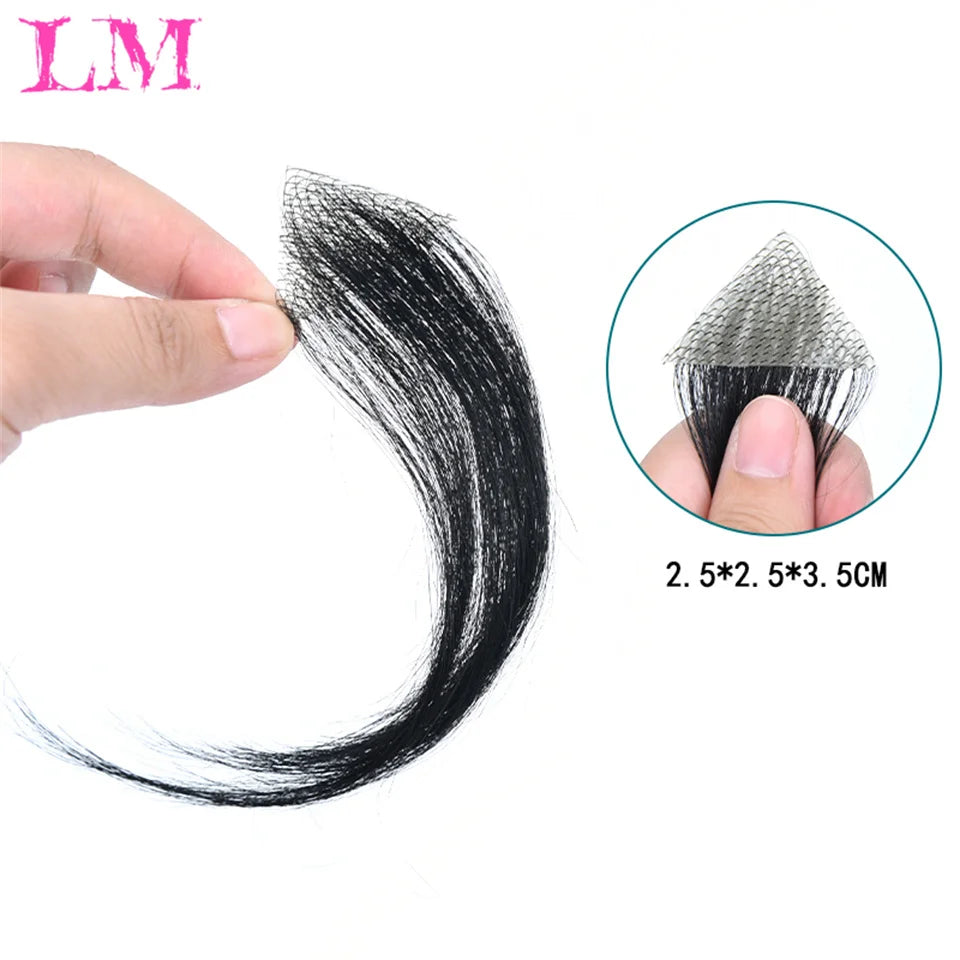 LM Natural Human Hair Clip-In Bangs,Hairline Replacement Lanugo Bangs Hand Woven Hair Bangs With Sideburns Clip In Hair Extensio