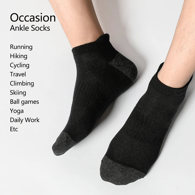 6/12 Pairs Cotton Man and Women Socks Sports Solid Color Male's Short Sock For Cycling Breathable Mesh Ankle Summer Casual Socks