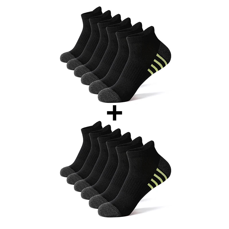 6/12 Pairs Cotton Man and Women Socks Sports Solid Color Male's Short Sock For Cycling Breathable Mesh Ankle Summer Casual Socks