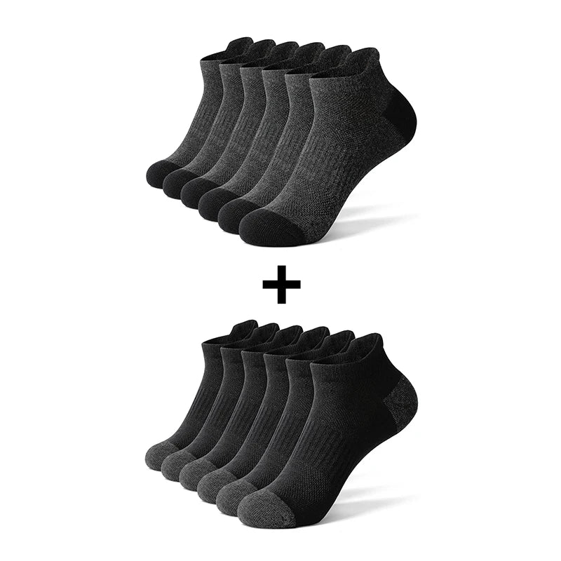 6/12 Pairs Cotton Man and Women Socks Sports Solid Color Male's Short Sock For Cycling Breathable Mesh Ankle Summer Casual Socks