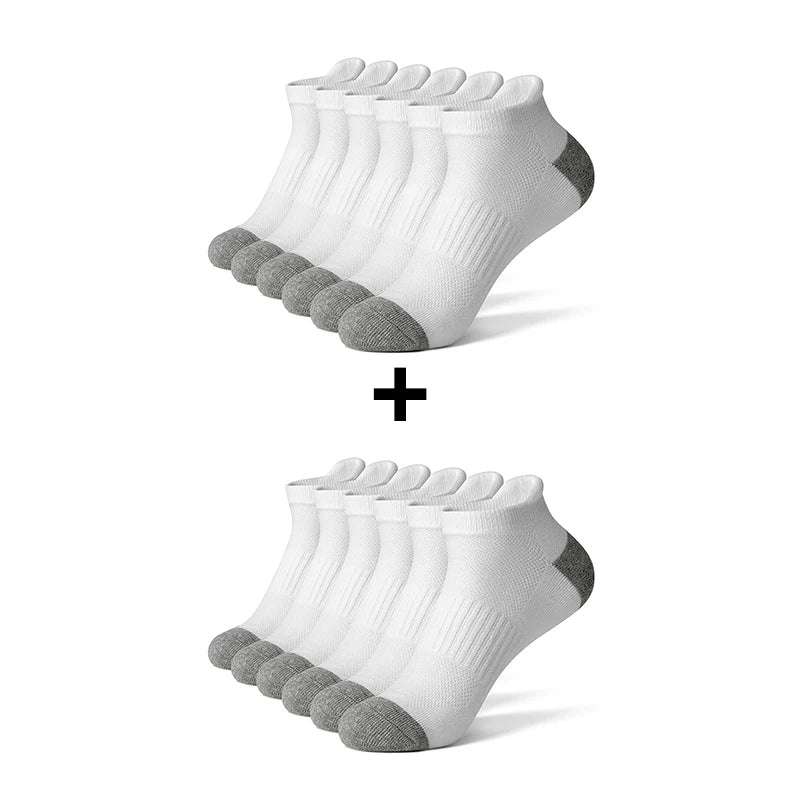 6/12 Pairs Cotton Man and Women Socks Sports Solid Color Male's Short Sock For Cycling Breathable Mesh Ankle Summer Casual Socks