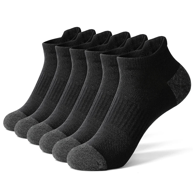 6/12 Pairs Cotton Man and Women Socks Sports Solid Color Male's Short Sock For Cycling Breathable Mesh Ankle Summer Casual Socks