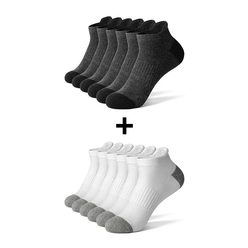 6/12 Pairs Cotton Man and Women Socks Sports Solid Color Male's Short Sock For Cycling Breathable Mesh Ankle Summer Casual Socks