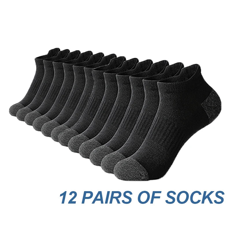 6/12 Pairs Cotton Man and Women Socks Sports Solid Color Male's Short Sock For Cycling Breathable Mesh Ankle Summer Casual Socks