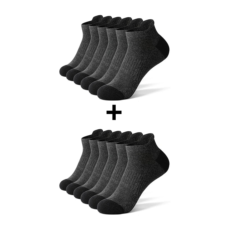 6/12 Pairs Cotton Man and Women Socks Sports Solid Color Male's Short Sock For Cycling Breathable Mesh Ankle Summer Casual Socks