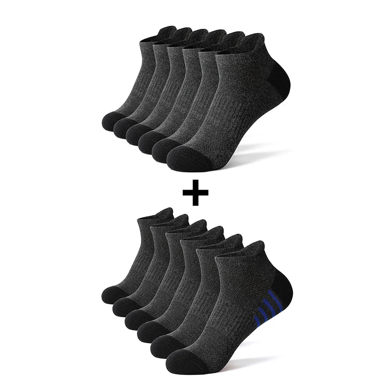 6/12 Pairs Cotton Man and Women Socks Sports Solid Color Male's Short Sock For Cycling Breathable Mesh Ankle Summer Casual Socks