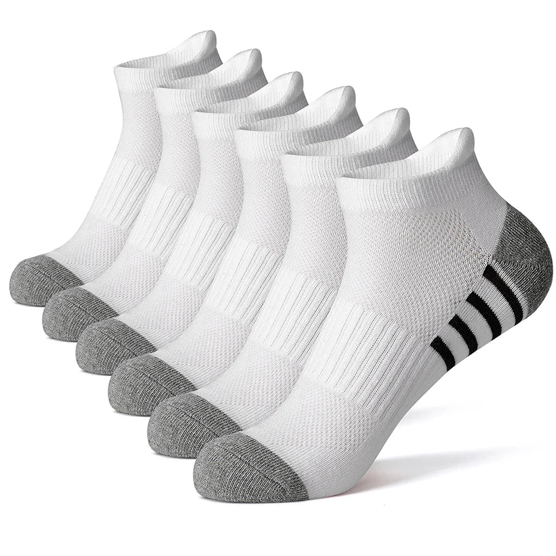 6/12 Pairs Cotton Man and Women Socks Sports Solid Color Male's Short Sock For Cycling Breathable Mesh Ankle Summer Casual Socks