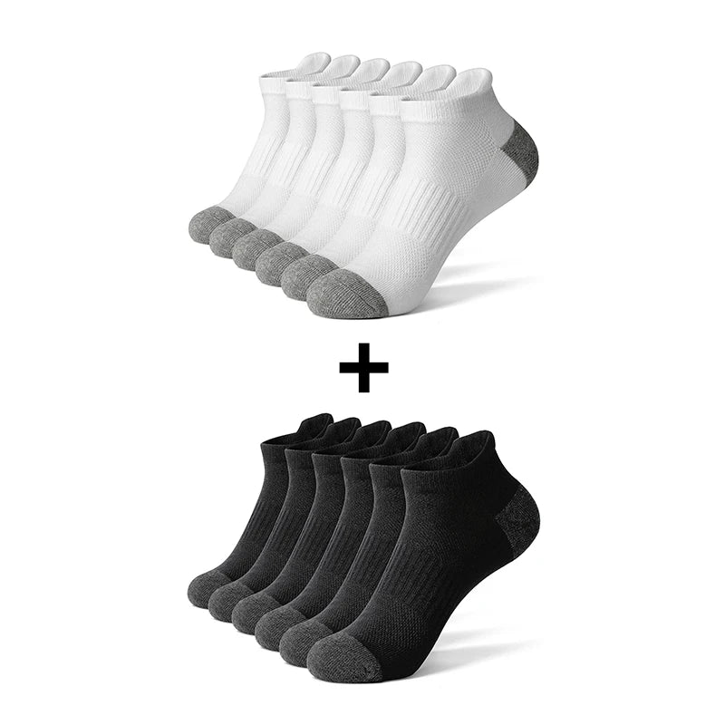 6/12 Pairs Cotton Man and Women Socks Sports Solid Color Male's Short Sock For Cycling Breathable Mesh Ankle Summer Casual Socks